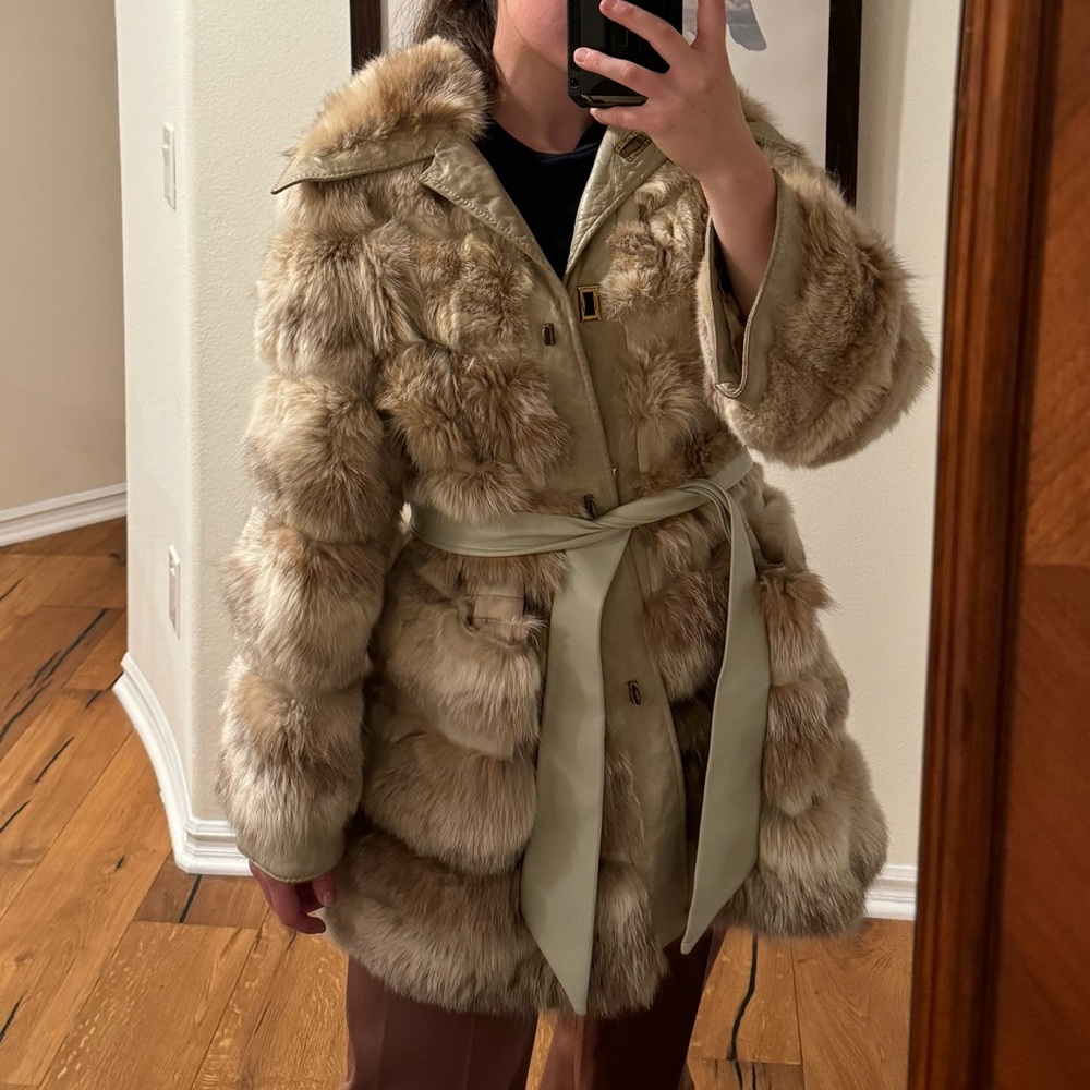 vintage belted fur coat
